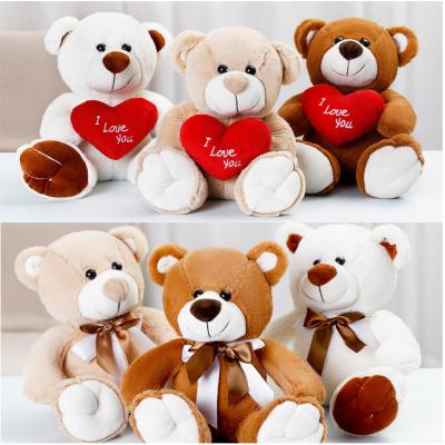 China Valentine Gift/factory supply 25cm soft/cute teddy bear holding heart valentine push toy love plush valentines 2021 for sale