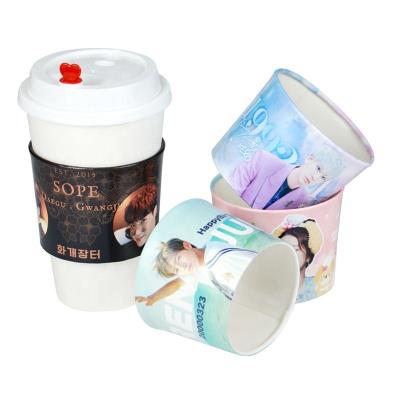 China Disposable Custom hot paper kpop cupsleeve custom paper coffee cup sleeve kpop print coffee paper cups with logo for sale