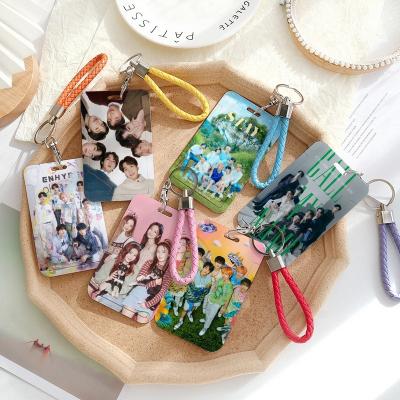 China Fashion Custom Design Sublimation Cover Print Sleeve ABS Plastic ID Badge Kpop Stars Card Holder Keychain for sale