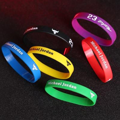 China Promotional Gifts Customized Rubber Elastic Wrist Hand Band Silicone Wristband Engraved Silicon Bracelet for custom for sale