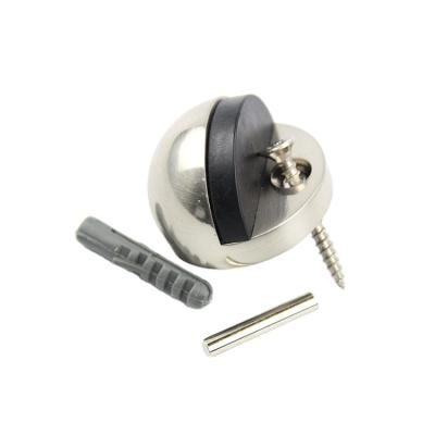 China Wall Mounted Machinery Parts Solid Rubber Zinc Alloy Nickel Round Ball Stainless Steel Door Stopper for sale