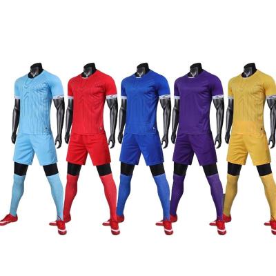 China Sets Men Sublimation Print Soccer Jersey Football Uniform Adult Football Soccer Wear Blue Yellow for sale