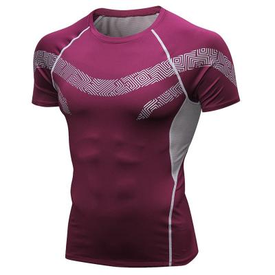 China Shirts & Tops Simple Printing Design Printing Mens T-Shirt Tops Slim Tight Casual Top Training Wear for sale