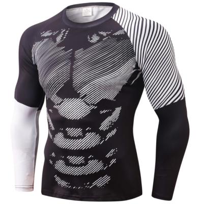 China Wholesale Breathable Tight Top Elastic Men's Pants Tops Fitness Sport Wear Printed Sweatshirt for sale