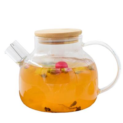 China WITH LID factory wholesale price Borosilicate teapot with handle and bamboo lid, hot sale Teapot clear glass for sale