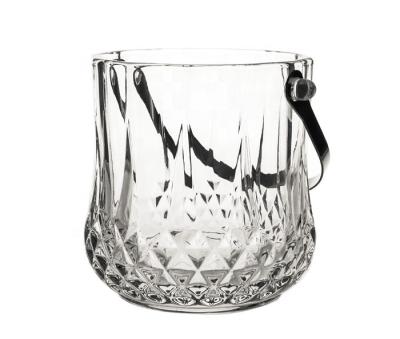 China Hot Selling Viable Cut Glass Ice Bucket Glass Wine Cooler For Beer Wine Champagne for sale