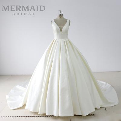 China New Anti-Static Backless A Line Satin Wedding Dress for sale