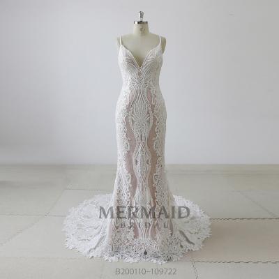 China New Anti-Static Backless Lace Up 2 In 1 Mermaid Wedding Dress for sale