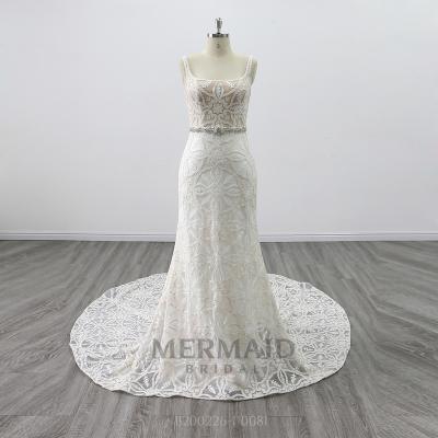 China New 2020 Lace Mermaid Anti-Static Beaded Wedding Dress for sale