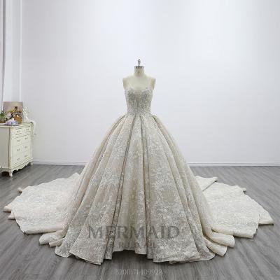 China Anti-Static Luxury Heavy Lace Beading Ball Gown Wedding Dress for sale