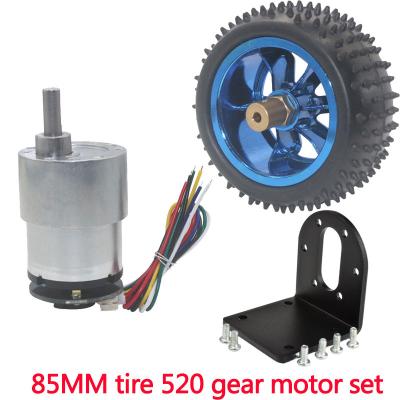 China JGB37-520 85MM Tire Regulator Motor Speed ​​Encoder Assembly Motor 6V 12V 24V Four Wheel Drive Balance Car Totally Enclosed Gear Motor for sale