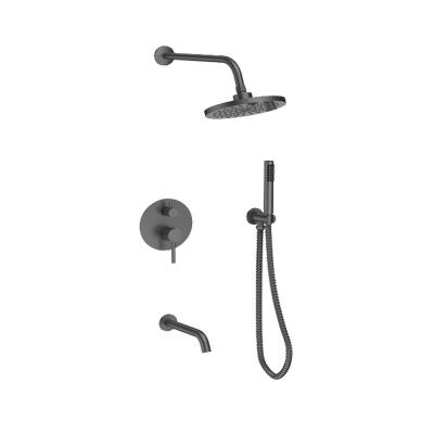 China Without Sliding Bar Modern Gray Bathroom Wall Hidden Rainfall Bath And Shower Mixer Faucet Set System, 10 And 12 Inches Main Shower Available for sale