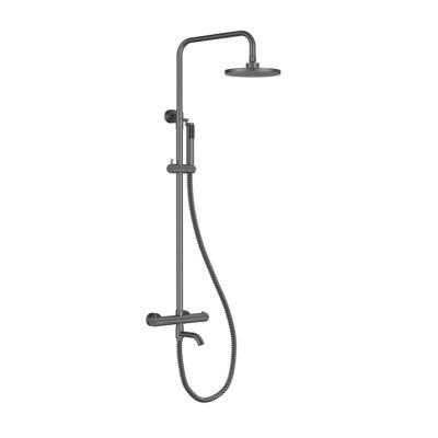 China With Slide Bar Kaiping Factory Brass Bathroom Main Body Thermostatic Gray Shower System Set for sale