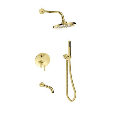 China Without Slide Bar Single Handle Gold Bathroom Bath Shower Mixer Tap Modern Wall Faucets System for sale