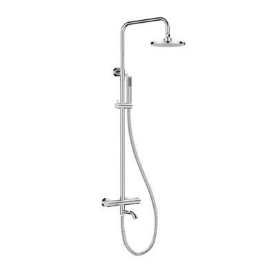 China With Sliding Bar Bathroom Solid Brass Wall Mount Chrome Thermostatic Rain Shower Head System Set for sale