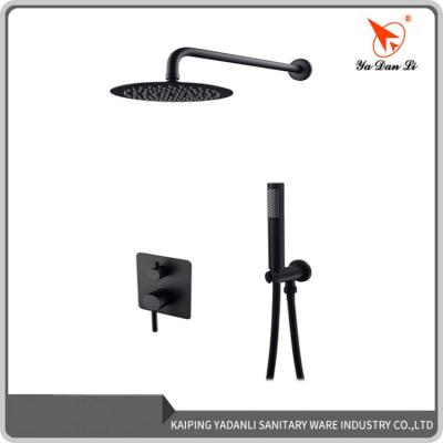 China Without Sliding Bar Round Shape Wall Mount Bathroom Black Shower Mixer Concealed for sale