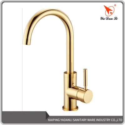 China Metered Taps Deck Mounted Single Handle UK Solid Brass Kitchen Taps Gold for sale