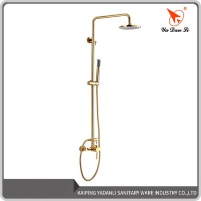 China With Sliding Bar Exposed Wall Mounted Handshower Rain Shower Mixer Gold for sale