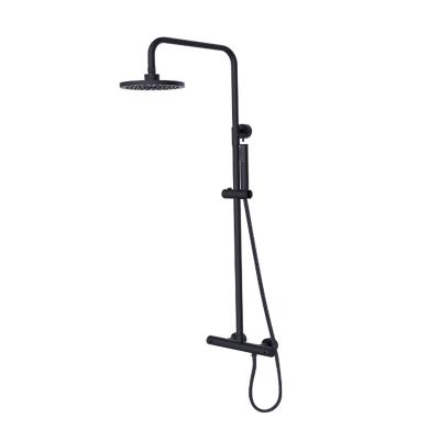 China With Thermostatic Slide Bar Single Wall Mounted Black Solid Brass Shower Faucet for sale