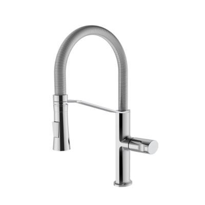 China Newest Faucets Design Modern Single Lever Metered Brass Kitchen Faucets With Pull Down And Spring Feature for sale