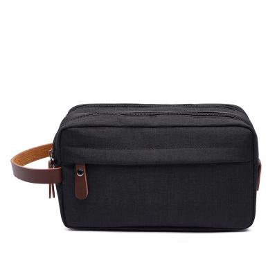 China Hot Custom Custom Made Black Leather Canvas Canvas Vanity Business Makeup Bag Makeup Color Business Cosmetic Bag For Men for sale