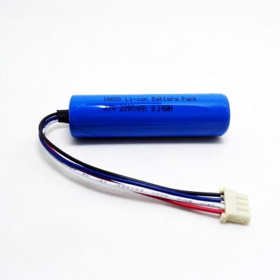 China Rechargeable toys 3.7V 18650 lithium ion 2200mAh battery pack with bms and connector for sale