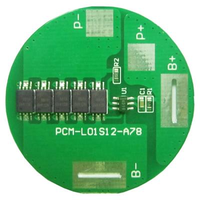 China FR-4 1S 12a Circular PCM BMS For 3.7V Li-ion Li-polymer 3.2V LiFePO4 Battery Pack Size 36mm (PCM-L01S12-A78) for sale