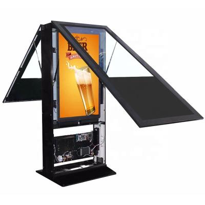 China Outdoor double side gas station advertising display lcd advertising display floor stand touch outdoor kiosk ip65 2500nits for sale