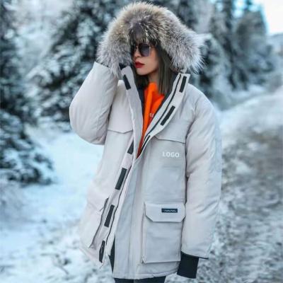 China Reversible Good Quality Winter Goose Duck Down Jacket Unisex Warm Winter Down Coat With Fur Hood for sale