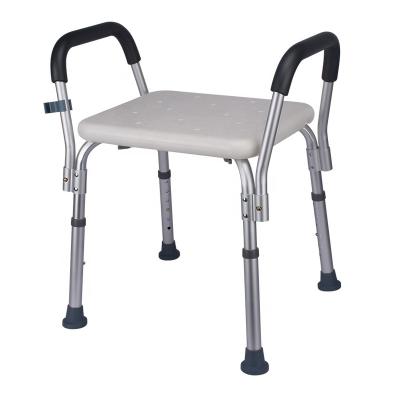 China 6 Tiers Legs Installation Tool Free Adjustable Height Bath Elderly Shower Chair With Anti-Slip Lightweight Arm Tub Stool for sale