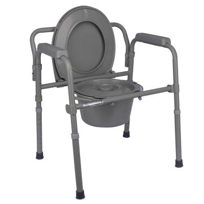 China Adjustable Height Commode Chair Toilet Steel Folding Chair 55*18*61.5cm (0.061CBM) for sale