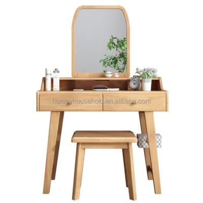 China Wholesale Modern Simple Nordic Wooden Drawer Dressing Table With Stool for sale