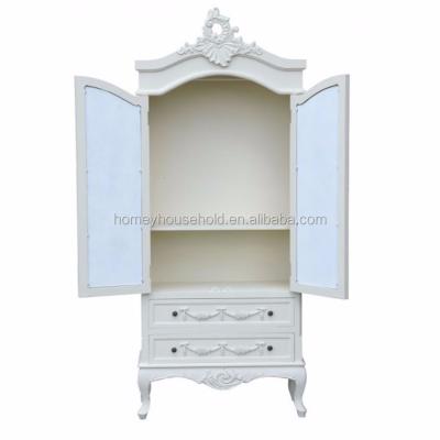 China Eco-Friendly 2 French Shabby Chic Doors And 2 Drawer Mirrored Wardrobe Cabinet for sale