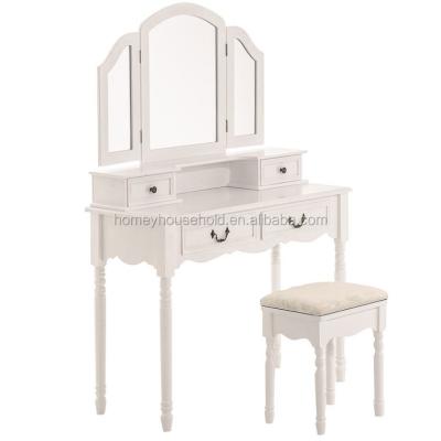 China Storage Toilet Cosmetics Mirror and Luxury Design Stool Makeup Table Vanity Dresser Table for sale