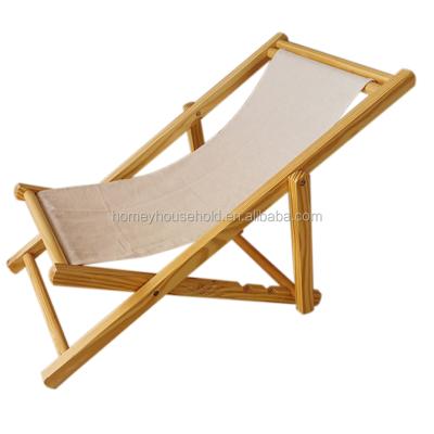 China Outdoor Beech Eco-friendly Solid Garden Chairs Thick Waterproof Canvas Fabric Adjustable Sun Sofas Foldable Beach Chair For Sunbathers for sale