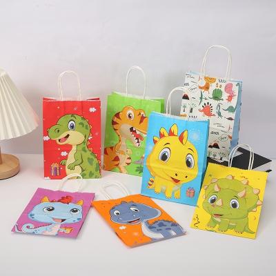 China Wholesale Recycled Materials Spot Dinosaur Series Kraft Paper Bag Toy Kraft Paper Bag Handbag Gift Bag for sale