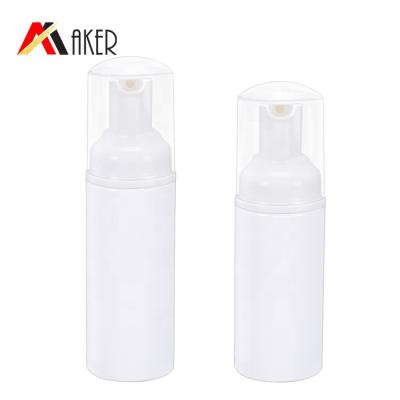 China 2019 Newest Personal Care Custom Design White PET Foam 50ml Pump Bottle Empty With Covered Cap for sale