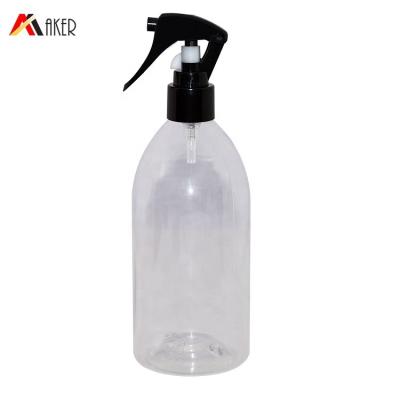 China Wholesale Round Shape 250ml Empty Chemical Clear PET Trigger Spray Plastic Detergent Bottle With Black Mini Trigger Sprayer for sale