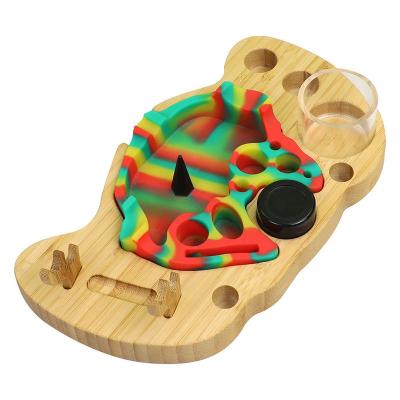 China durable U-shaped ashtray wooden tray with ashtray and silicone box welcome to inquiry 230*135*21mm for sale