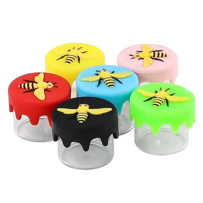 China New minimalist bee 6ml glass jar design with silicone lid storage container box liquid wholesale for sale