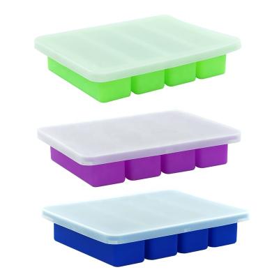 China Slick Silicone Rectangle Unbreakable Clean Easy Stored 4 Cavities Butter Mold with Lid for sale