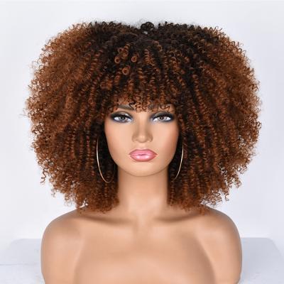 China Wholesale Supplier Hot Selling Curly Curly With Bangs Big Hair Short Afro Curly Curl Wig for sale