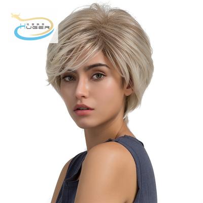 China Bob New Products Sold Low Price Short Hair Synthetic Heat Resistant Gray Colored Wigs With Bangs for sale