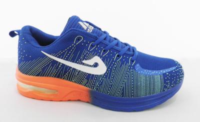 China Hot Air Flyknit Lightweight Tennis Shoes Blue / Orang Outsole for sale