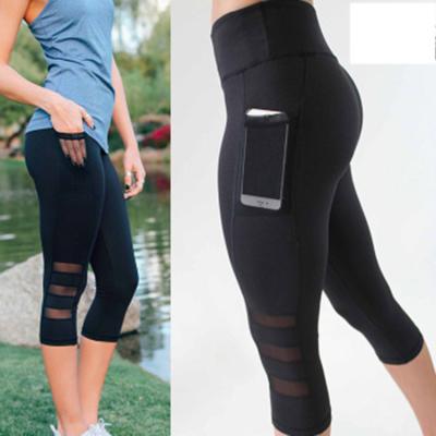 China Women Antibacterial Wholesale High Waist Leggings Custom Sublimation Mesh Sport Yoga Pants Capri Gaiters for sale