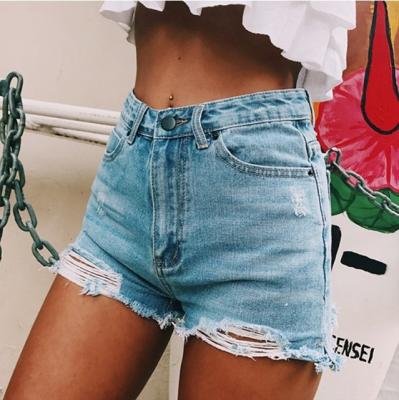 China Summer QUICK DRY Women's Casual Denim Shorts Fringed Raw Edge Ripped Jeans Shorts for sale