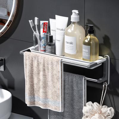 China Durable Wall Mounted Bathroom Towel Racks Stainless Steel Wall Mounted Towel Rack Bathroom Storage Shelf for sale