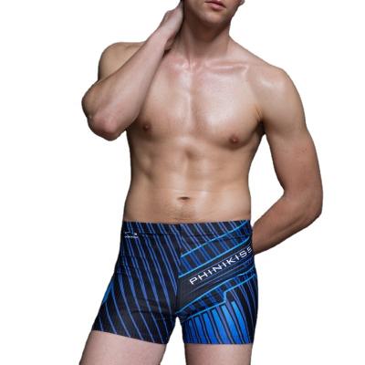 China New Summer Beach Resort Quick Dry Men's Breathable Swimming Trunks Swimming Trunks Simple Blue Stripe Print for sale