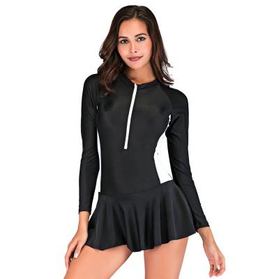 China Swimwear 2022 one piece swimsuit plus size women wetsuit with skirt swimwear for girls woman bathing suit with sleeves for sale