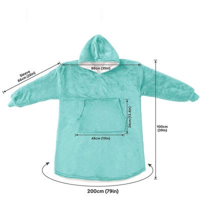 China Wholesale High Quality Wearable Plush Fluorescent Oversized Warm Pocket Flannel Hooded Blankets For Child for sale